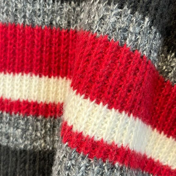 NWT BY&BY Women’s Sweater XXL Black Red Gray Stripe Cowl Neck Drop Shoulder - Picture 13 of 16
